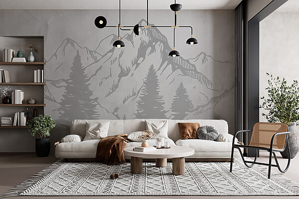 A drawing of a mountain range A drawing of a mountain range