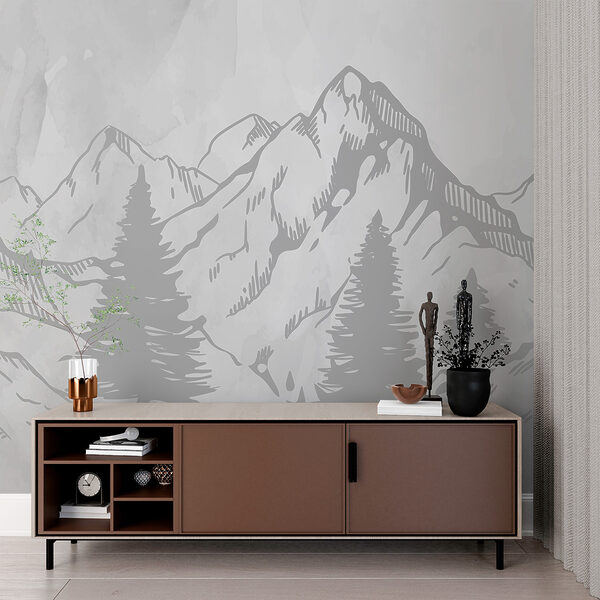 A drawing of a mountain range A drawing of a mountain range