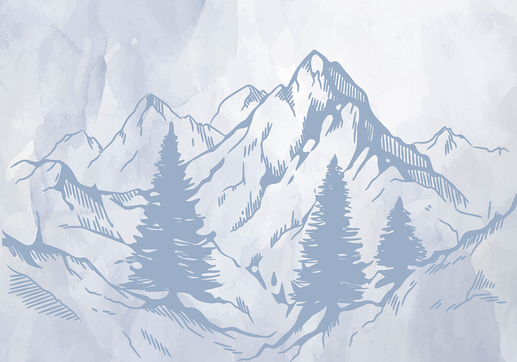 A drawing of a mountain range A drawing of a mountain range