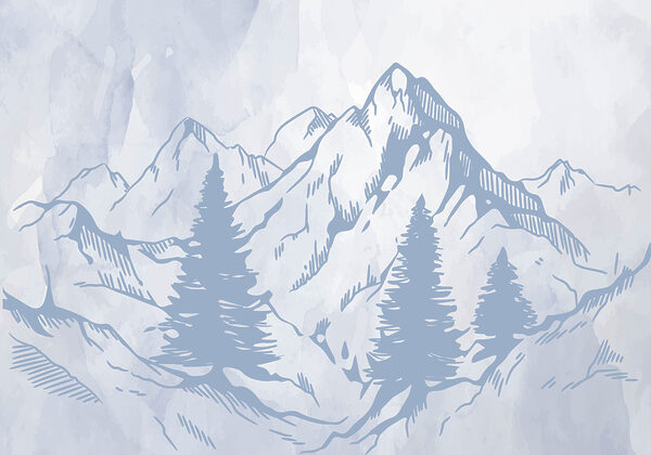 A drawing of a mountain range A drawing of a mountain range