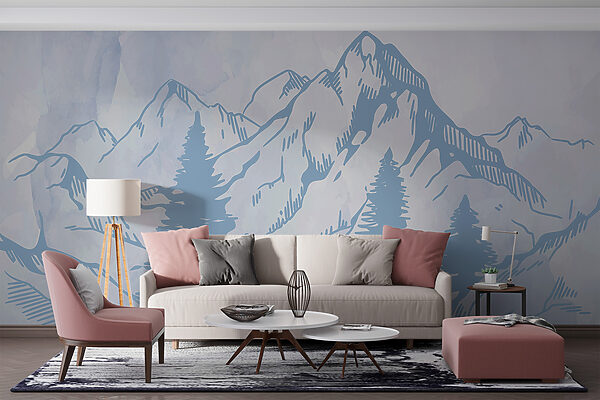 Wall murals Wall murals A drawing of a mountain range (SKU: w00665v2)