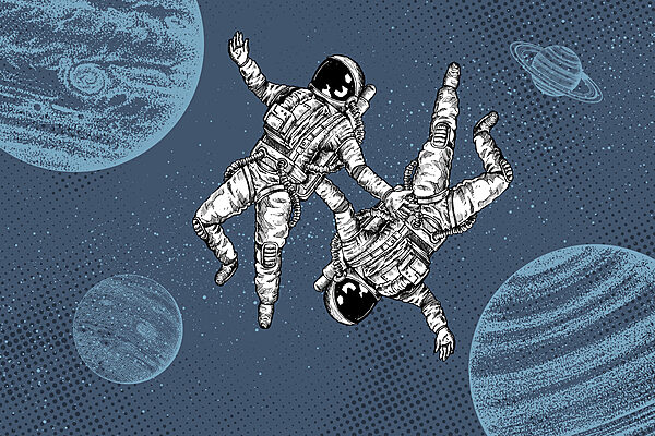 Two astronauts floating in space w00630v1p 600x400 - Two astronauts floating in space - tegory