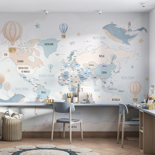 A map of the world with hot air balloons w00680v2pir1ms 600x600 - A map of the world with hot air balloons - tegory