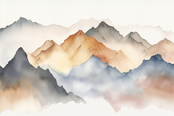 A painting of mountains in the fog w00683p 600x400 - A painting of mountains in the fog - tegory
