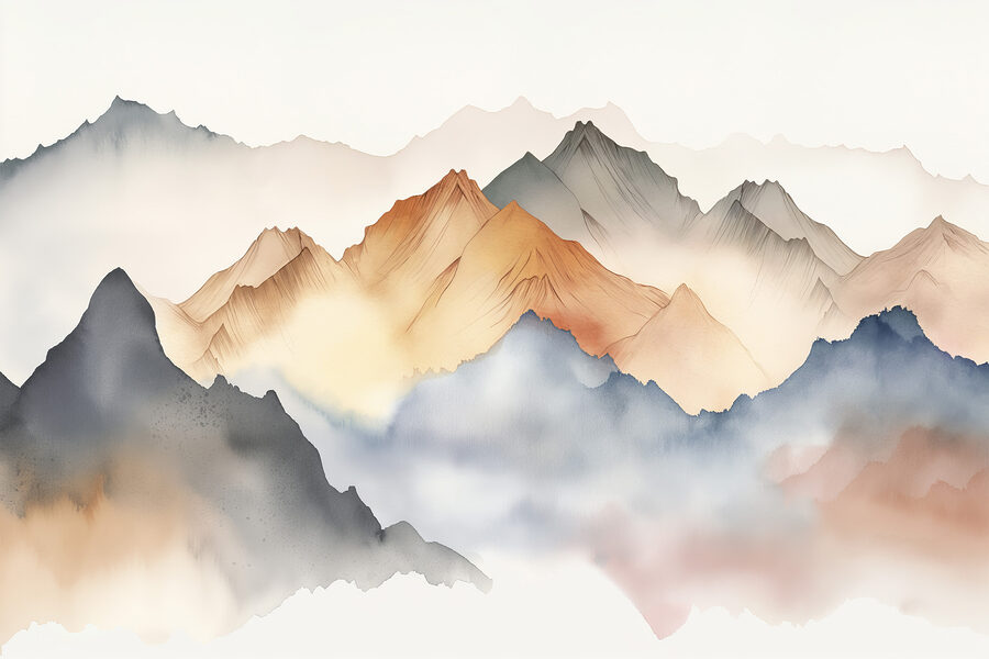 A painting of mountains in the fog w00683p 900x600 - A painting of mountains in the fog - tegory