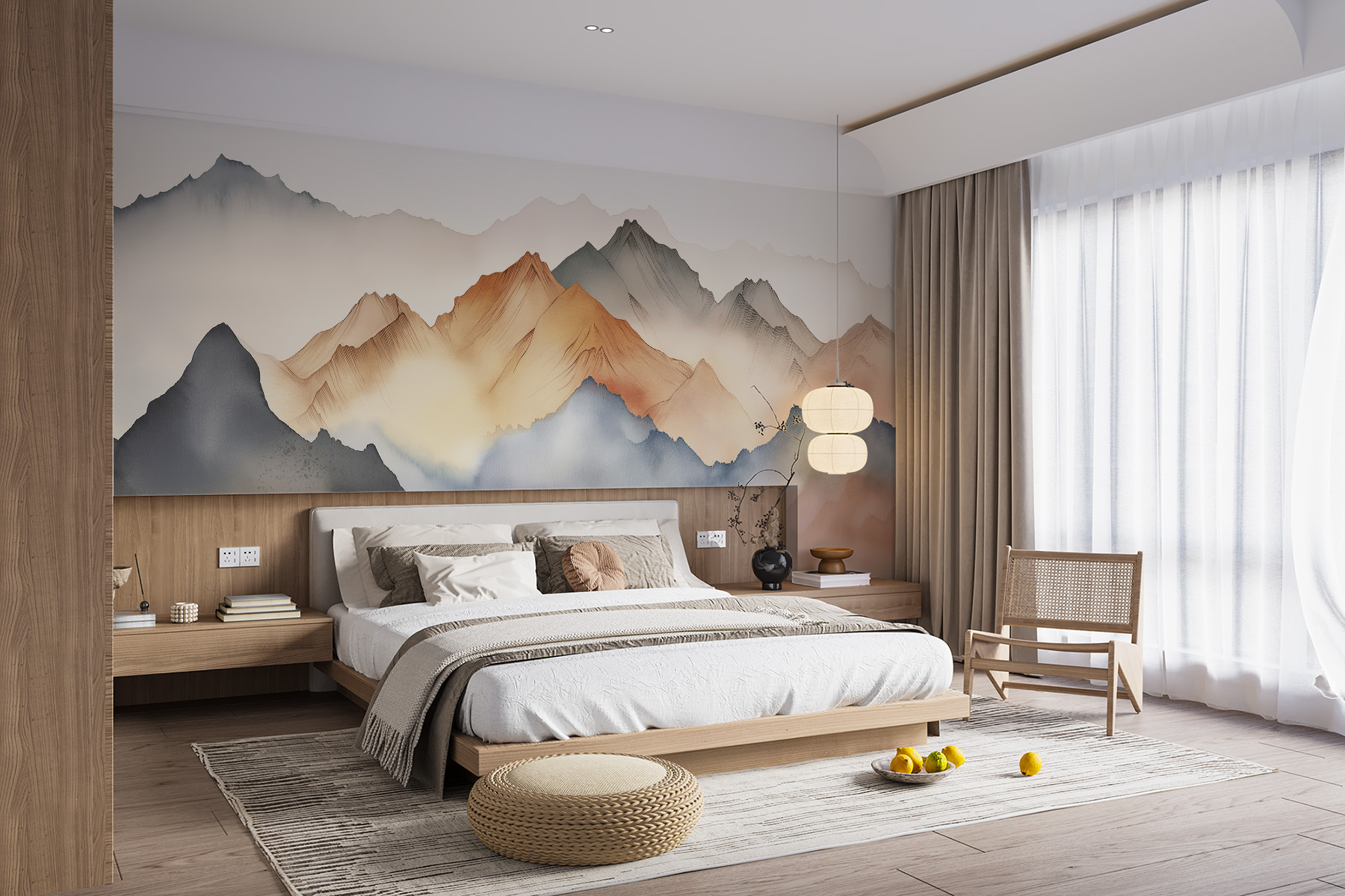 w00683pib1r - A painting of mountains in the fog - tegory