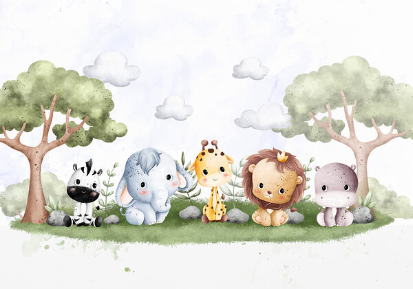 A group of animals sitting on grass A group of animals sitting on grass