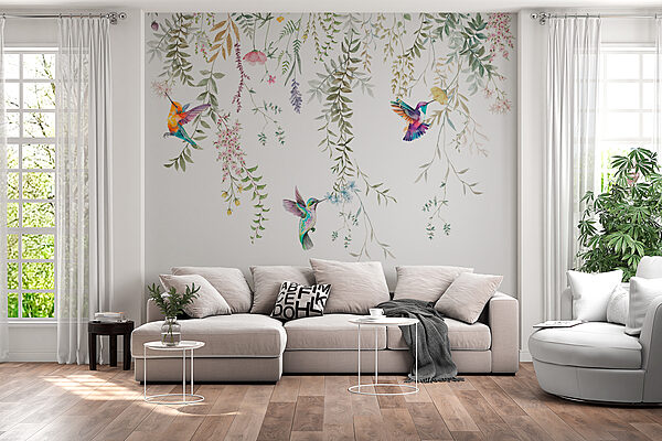 A painting of birds and flowers w00660pig142 600x400 - A painting of birds and flowers