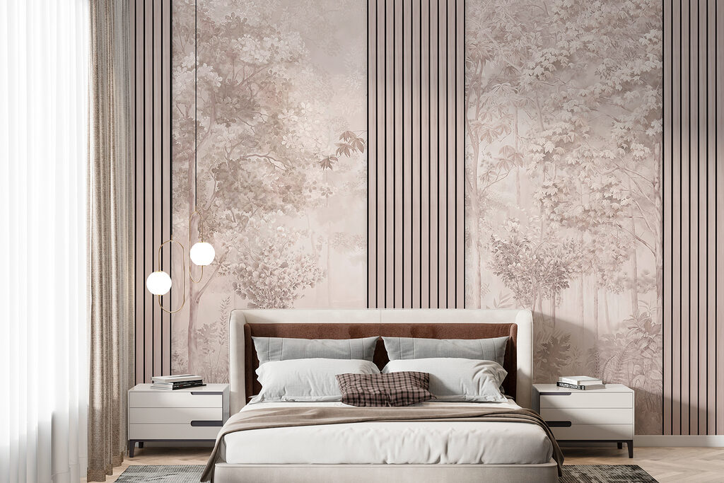 A wallpaper with trees and flowers A wallpaper with trees and flowers