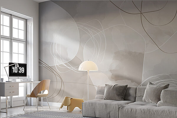 A white and gray background with circles and lines A white and gray background with circles and lines