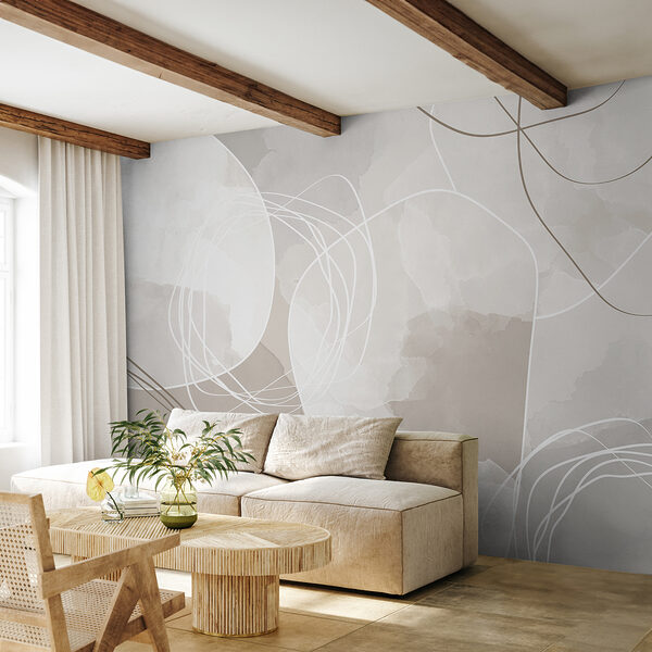 A white and gray background with circles and lines A white and gray background with circles and lines