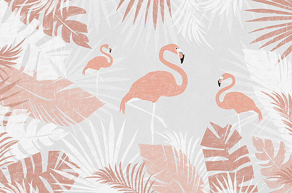 A pink flamingos and leaves A pink flamingos and leaves