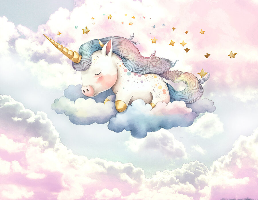 Wall murals A unicorn sleeping on clouds - Image 5