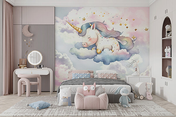 A unicorn sleeping on clouds A unicorn sleeping on clouds