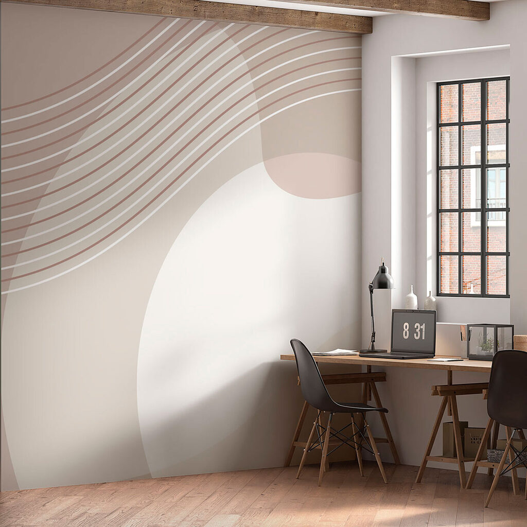 A white and brown lines and circles