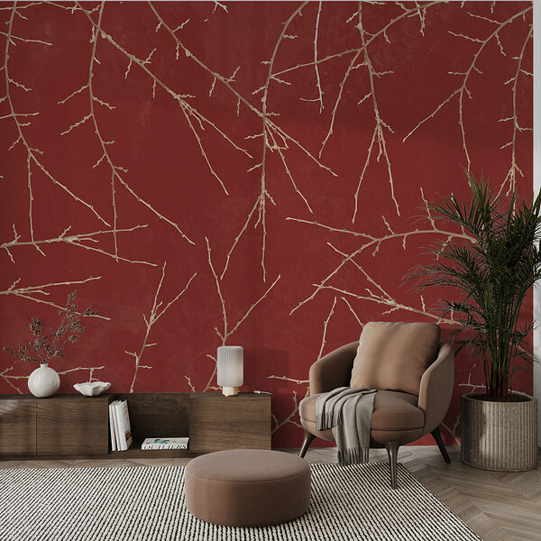 A red background with branches A red background with branches