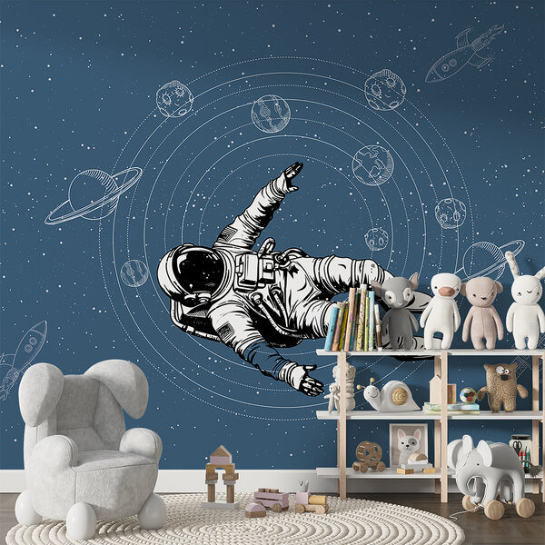 An astronaut floating in space