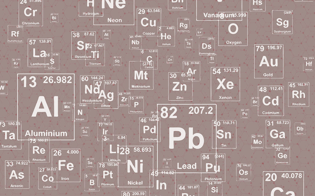 A pattern of white and black periodic table elements A pattern of white and black periodic table elements