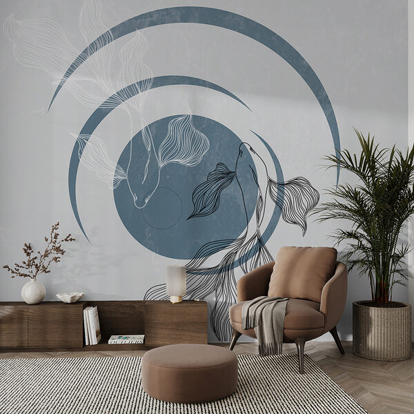 Wall murals A drawing of a fish and a swirly circle (SKU: w00823v1) Wall murals Wall murals A drawing of a fish and a swirly circle (SKU: w00823v1)