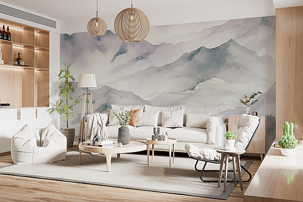 A watercolor painting of mountains A watercolor painting of mountains