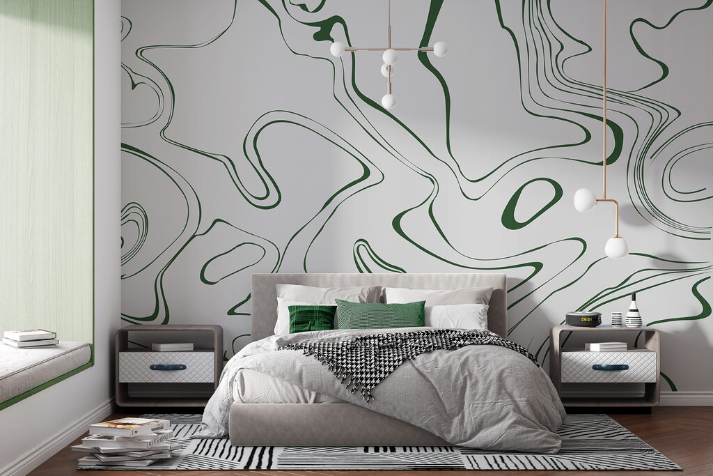 A green and white swirls