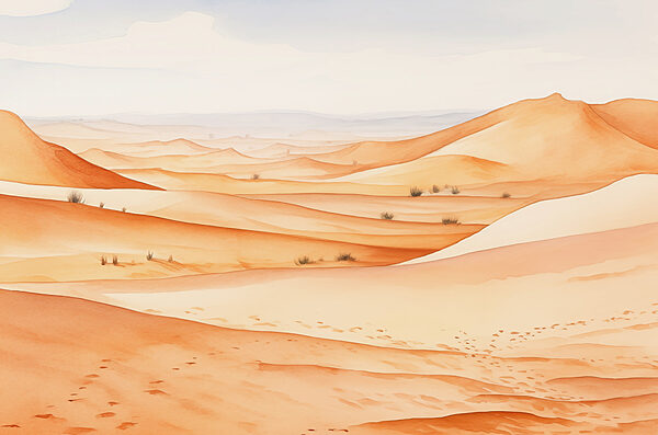 A desert landscape with sand dunes A desert landscape with sand dunes