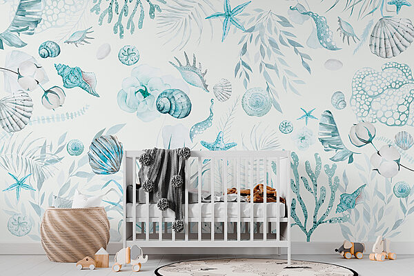 A watercolor sea life pattern A watercolor sea life pattern