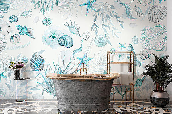 A watercolor sea life pattern A watercolor sea life pattern