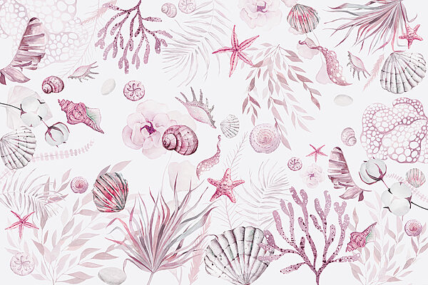 A watercolor sea life pattern A watercolor sea life pattern