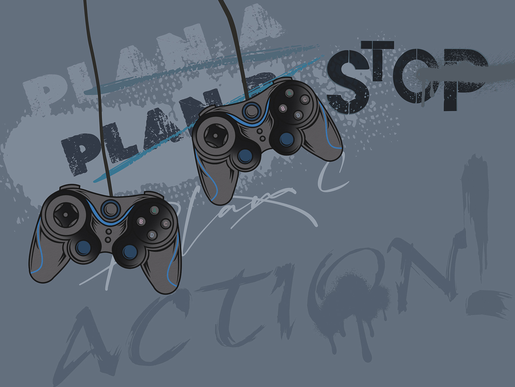 A video game controller from a cord