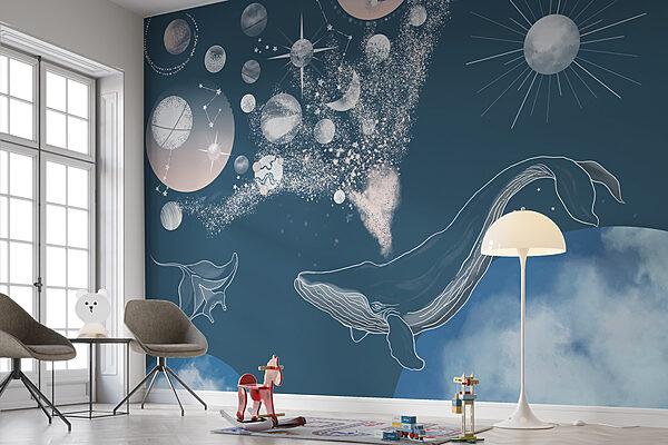 A whale and planets in the sky A whale and planets in the sky