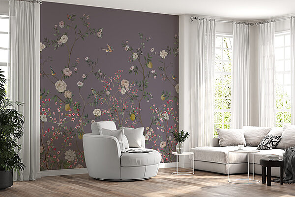 A wallpaper with birds and flowers A wallpaper with birds and flowers