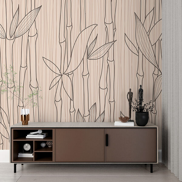 A drawing of bamboo stems and leaves A drawing of bamboo stems and leaves