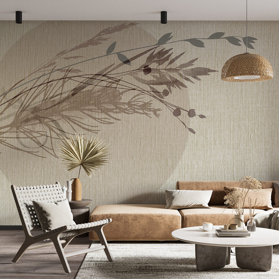 Delicate leaf patterns on textured background.