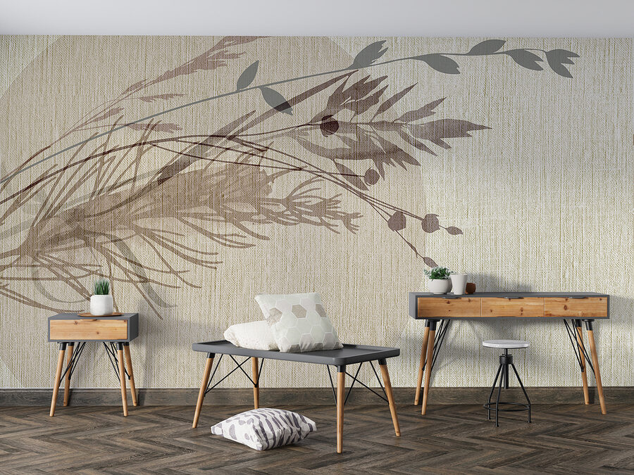 Delicate leaf patterns on textured background.
