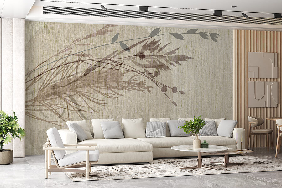 Delicate leaf patterns on textured background.
