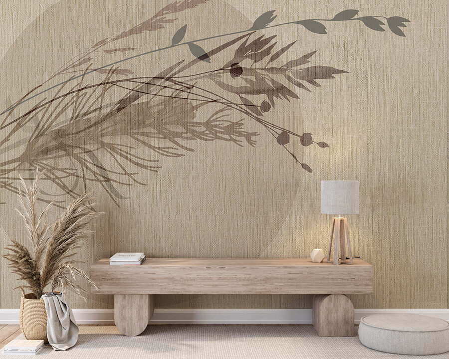 Delicate leaf patterns on textured background.