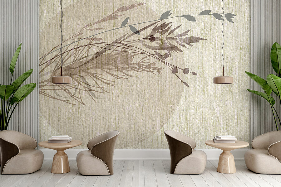 Delicate leaf patterns on textured background.
