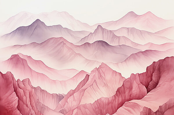 A pink mountains with fog A pink mountains with fog