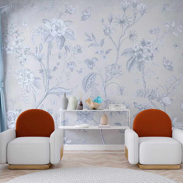 A wallpaper with flowers and birds A wallpaper with flowers and birds