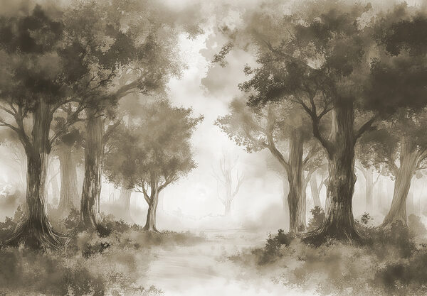 A group of trees in a forest A group of trees in a forest