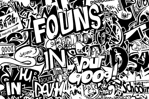 A black and white image of words