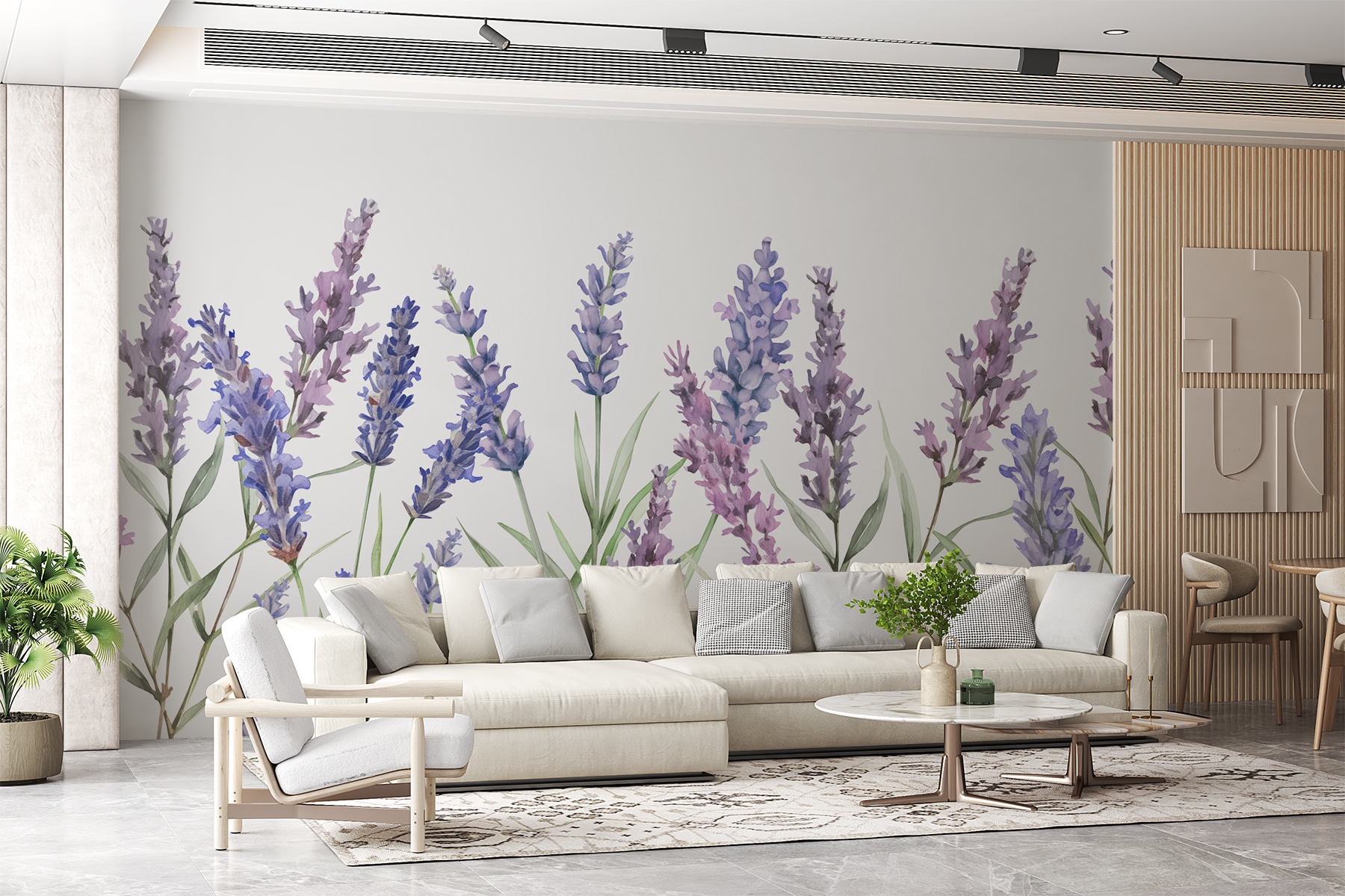 A row of purple flowers