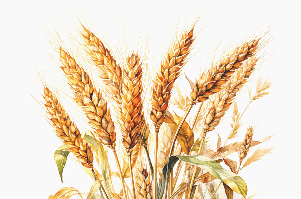 A bunch of wheat with leaves A bunch of wheat with leaves