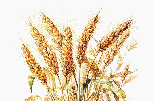 A bunch of wheat with leaves A bunch of wheat with leaves