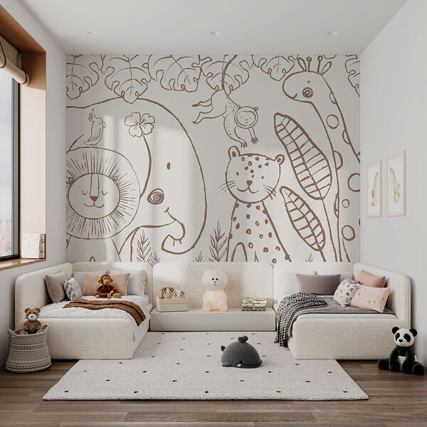 A drawing of animals and plants A drawing of animals and plants