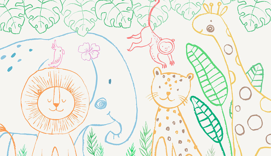 Wall murals A drawing of animals and plants - Image 3