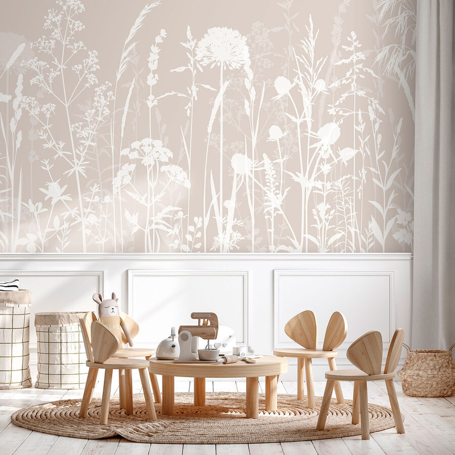 A white silhouettes of flowers