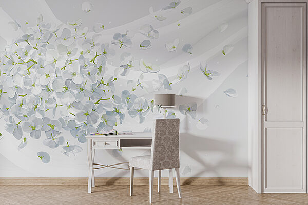 A white flowers flying in the air A white flowers flying in the air