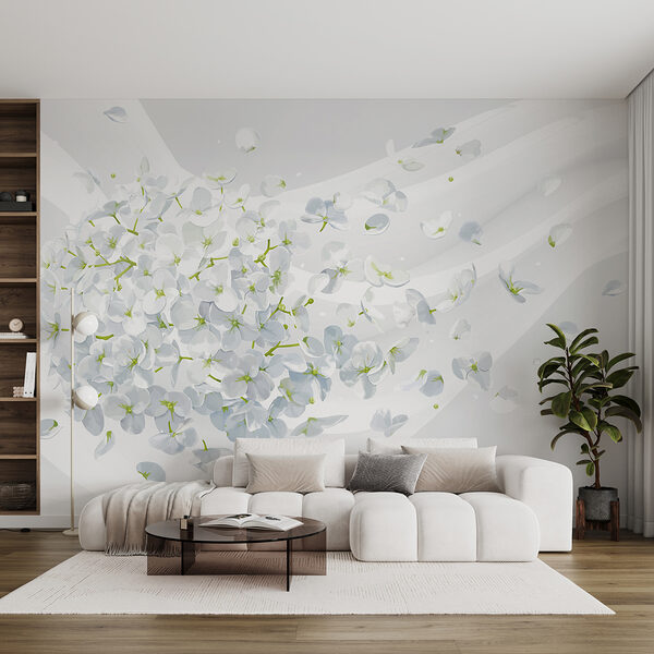 A white flowers flying in the air A white flowers flying in the air